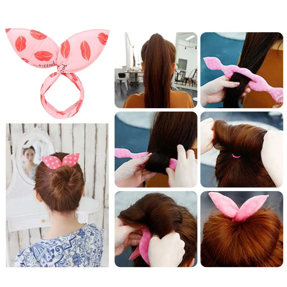 Women Rhinestone Bow Hair Iron Magic Bow Clip Girls Headband Hair Band Ponytail Holder Headdress Hair Styling Accessories