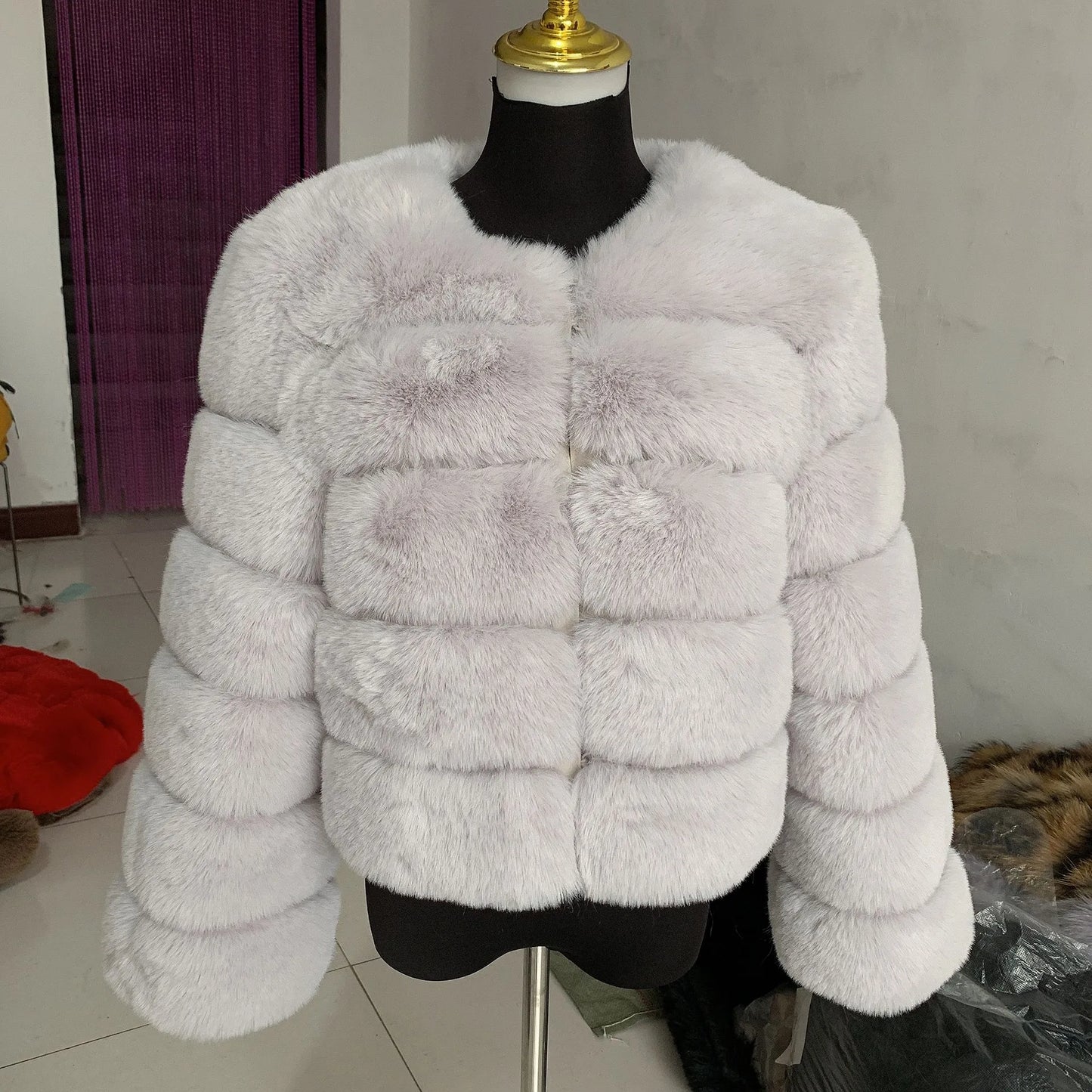 Women's Fashion faux fur coat super hot Autumn Winter women short Faux fox fur fluffy jacket high quality 7xl Ladies furry coats