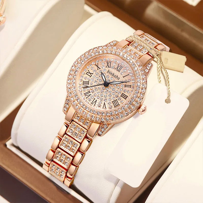 Women's Watch Full Diamond Top Luxury Brand Quartz Steel Watches For Ladies Punk Elegant Zircon Crystal Fashion Wristwatch Clock