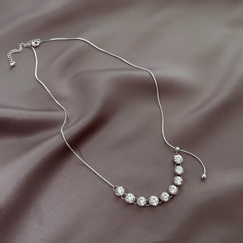 Korean Fashion All-match Green Zircon Necklace for Women Luxury High-end Collarbone Chain Adjustable Pendant Designer Jewelry